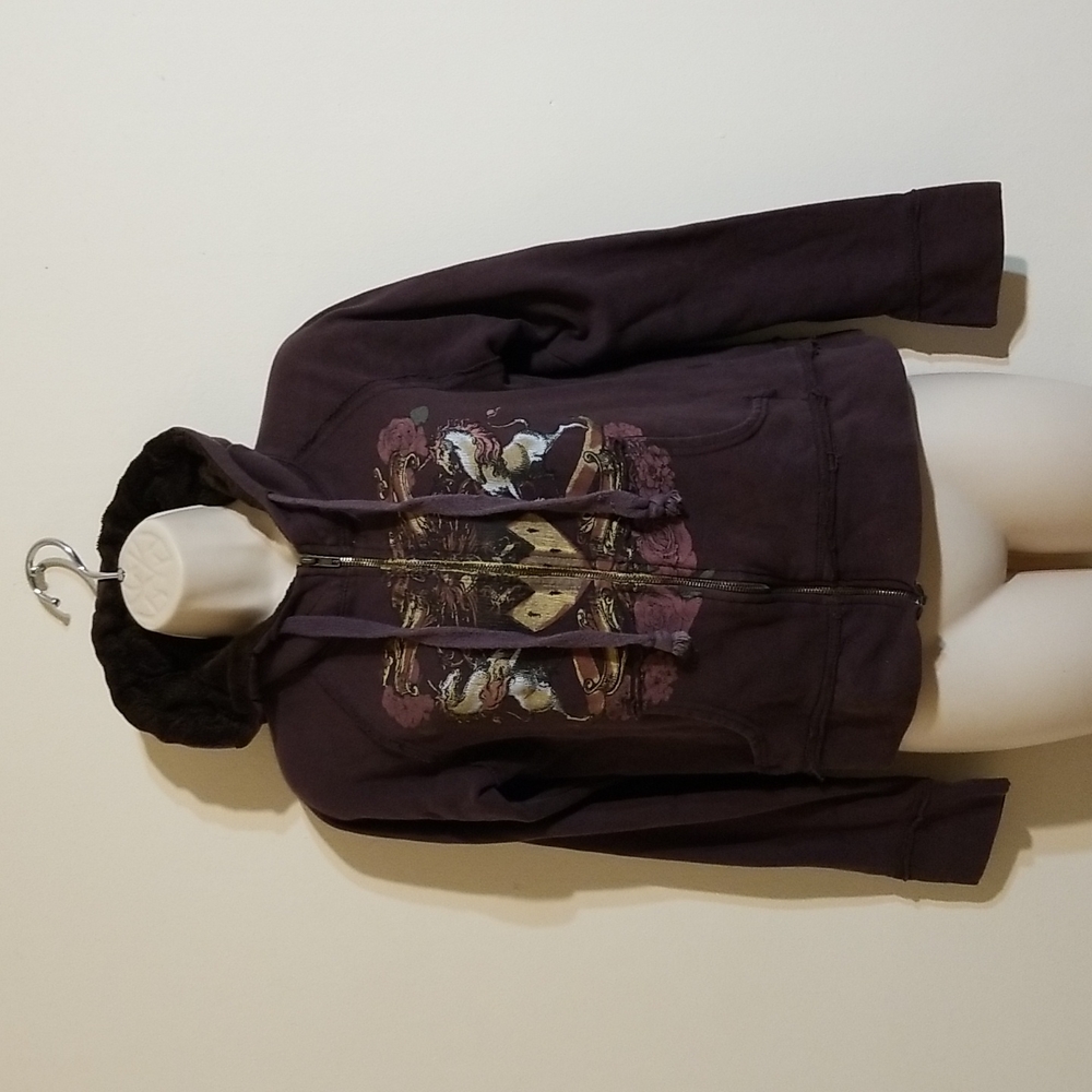 L.e.i brown hooded size medium sweat jacket